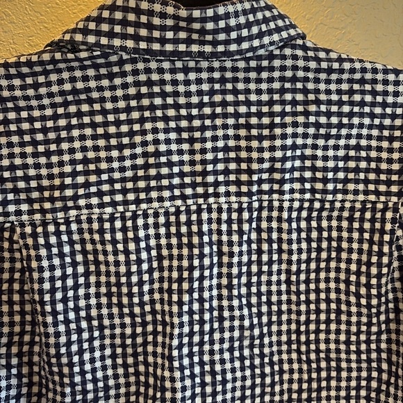 Visconti Textured Navy Gingham Casual Button Down Shirt/ Size small/ 100%cotton - Picture 6 of 7